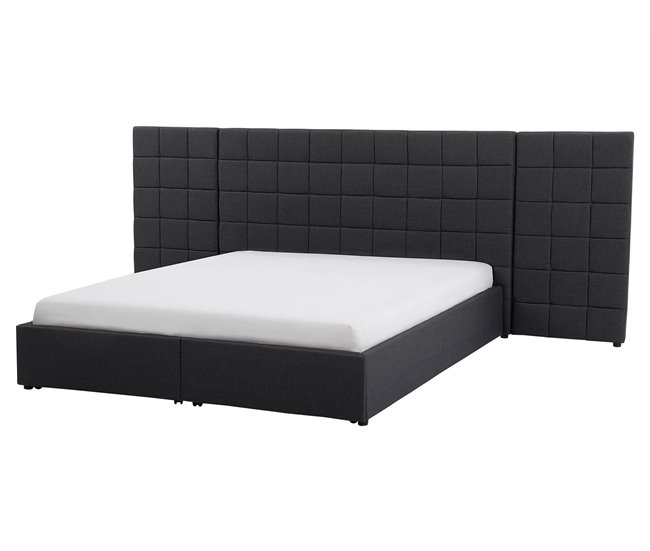 Beliani Cama com estrado Poliéster MILLAU 300x214 Cinza Escuro