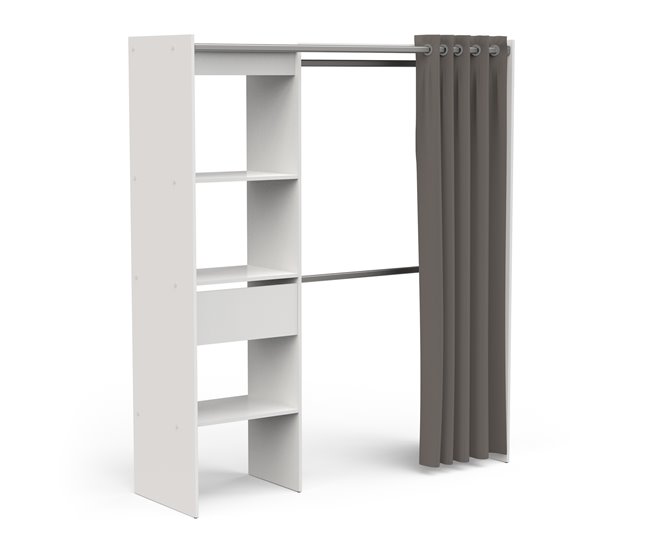 Roupeiro com closet extensível CHICAGO com 3 prateleiras Branco