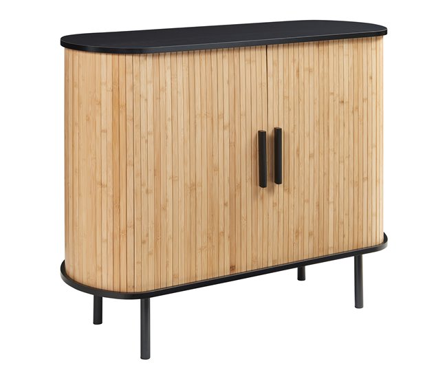 Armário lateral Tvedestrand 2 portas de correr [en.casa] 100 Preto/ Madeira