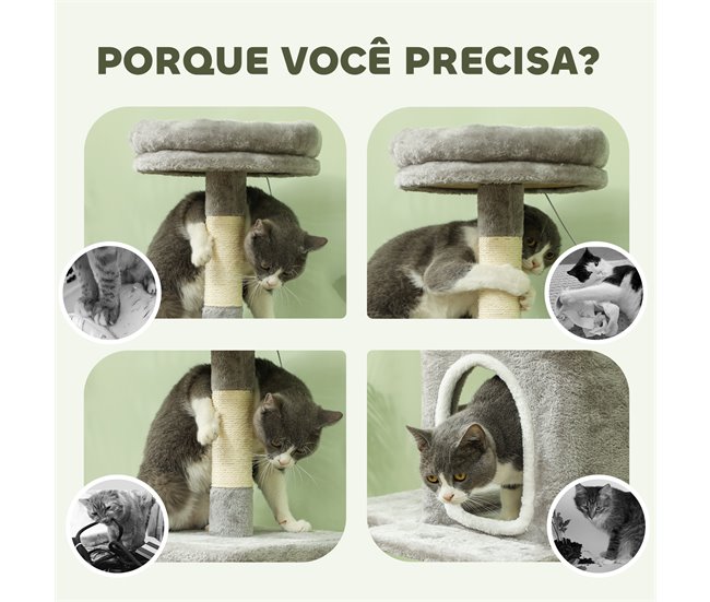 Arranhador para Gatos Melamina de Madeira e Sisal PawHut Cinza