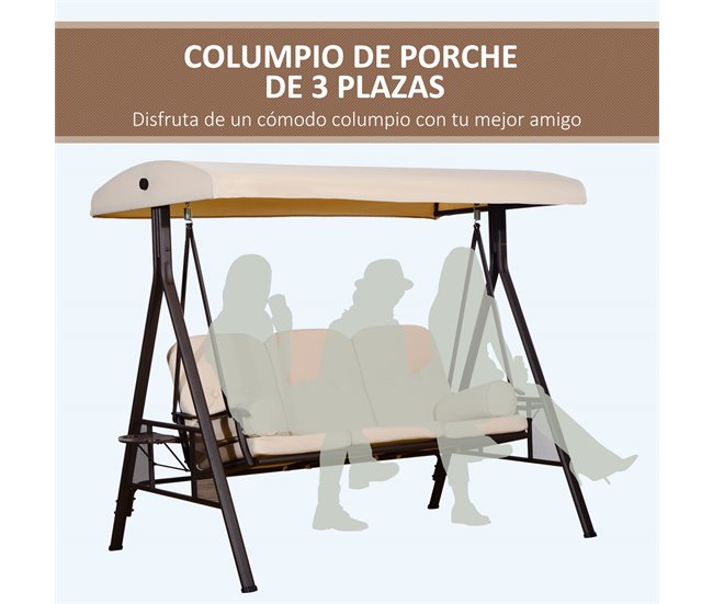 Baloiço de Jardim Metal e Poliéster Outsunny Bege