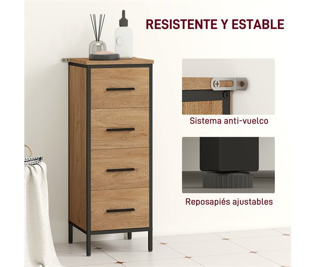 Armário Casa de Banho Melamina de Madeira HOMCOM Castanho