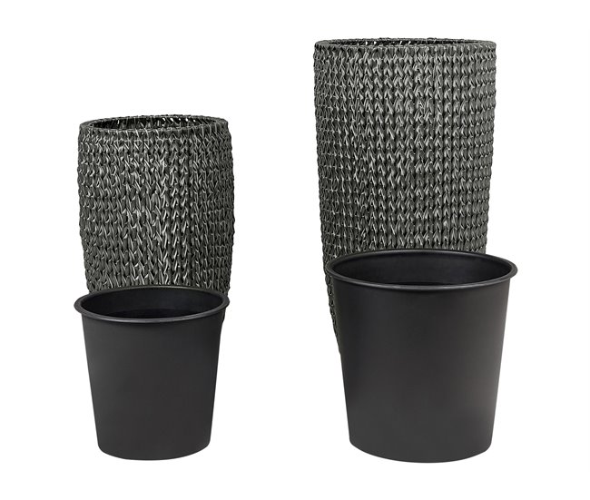 Beliani Conjunto de 2 vasos para plantas CEDRUS Preto