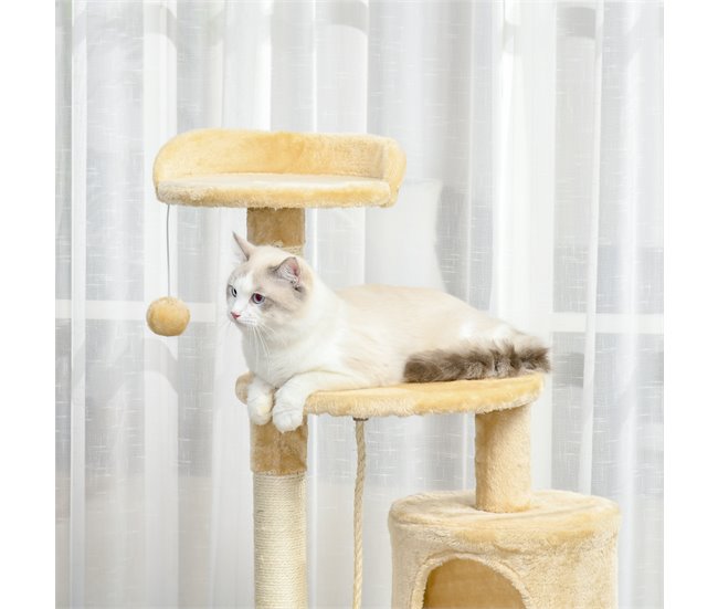Arranhador para Gatos Aglomerado, Pelúcia e Sisal PawHut Bege