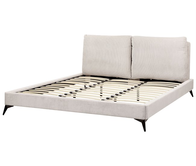 Beliani Cama com estrado Bombazine MELLE 195x240 Bege