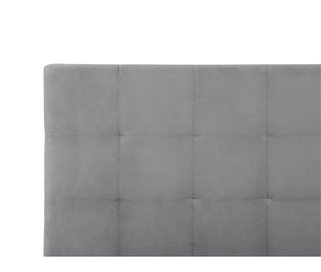 Beliani Cama com armazenamento Veludo LORIENT 177x216 Cinza Claro