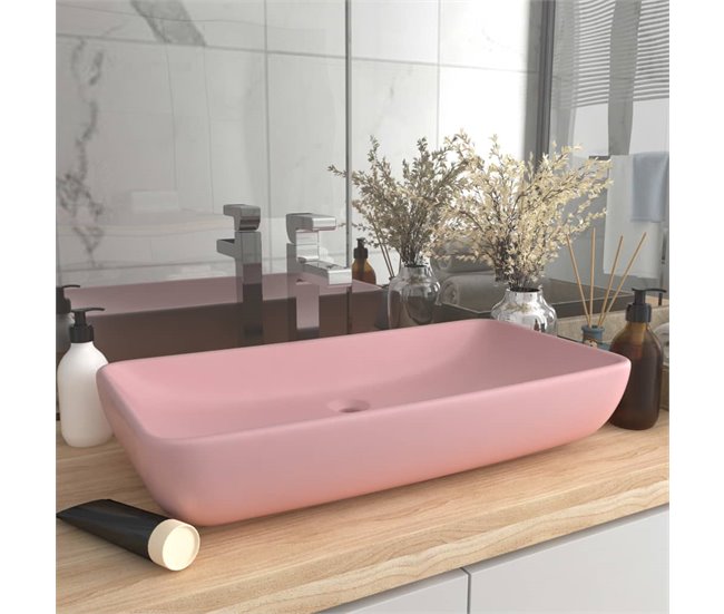 Lavatório - Lavabo - Pia de banheiro luxuoso retangular Rosa