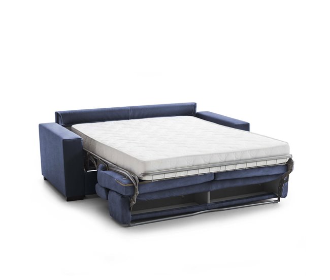 Sofá cama 3 lugares em tecido  Daara Azul