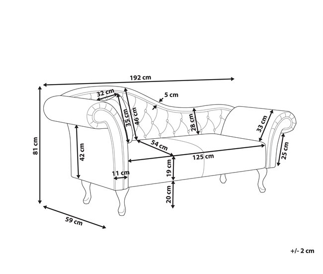 Beliani Chaise longue versão à esquerda Veludo LATTES Preto