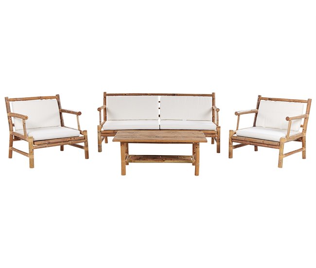 Beliani Conjunto lounge Madeira de bambu RICCIONE Castanho