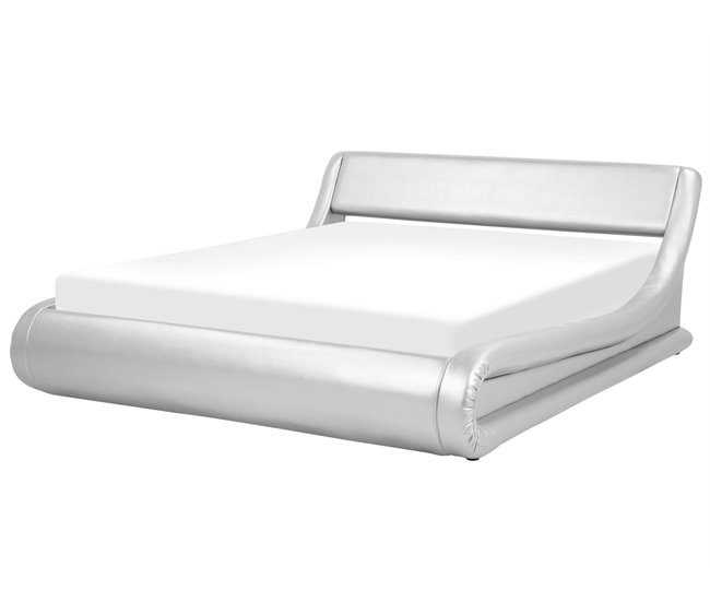 Beliani Cama com estrado Pele sintética AVIGNON 205x221 Cinza