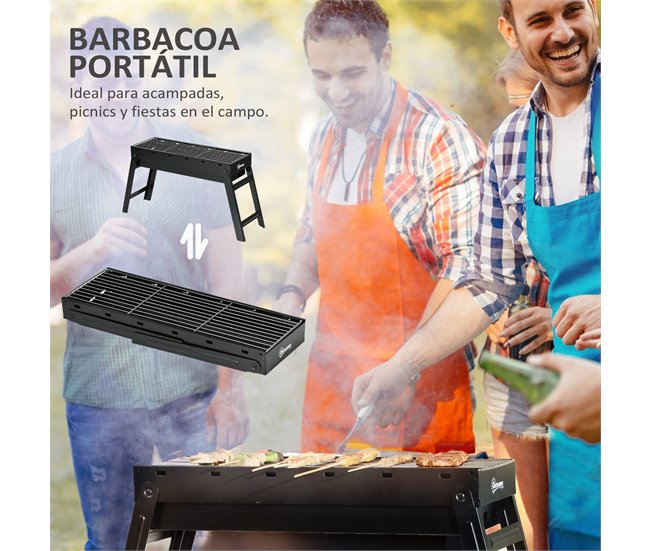 Barbecue a Carvão Metal Outsunny Preto