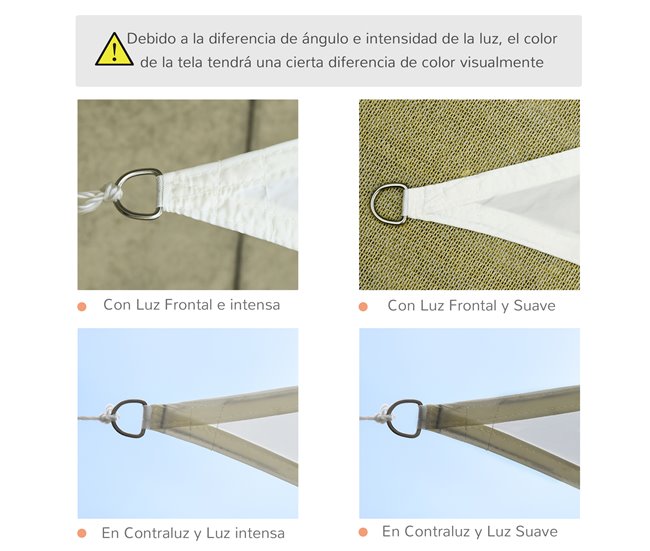 Toldo Vela Poliéster Outsunny 600x600 Bege