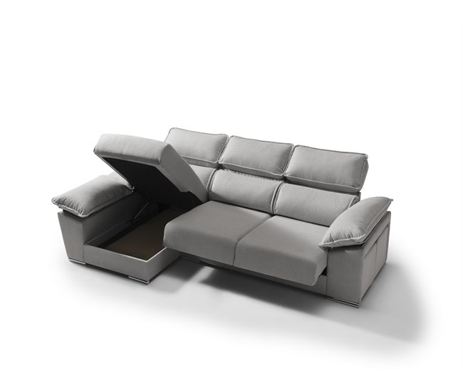 Chaise longue dereita com arca DIWY Cinza