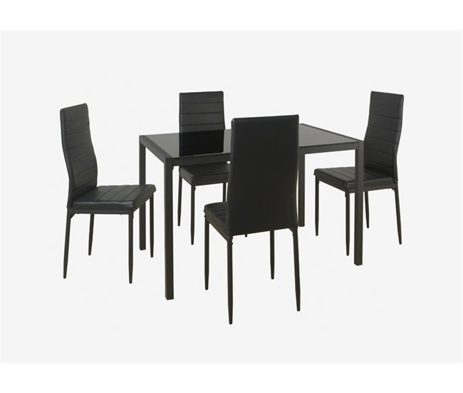 Conjunto de mesa com 4 cadeiras JET preto Preto