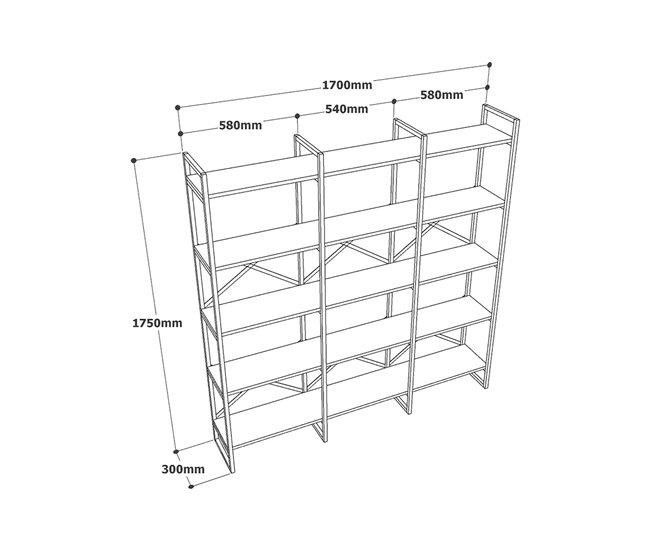 Estante de livros com efeito madeira 170 Dourado