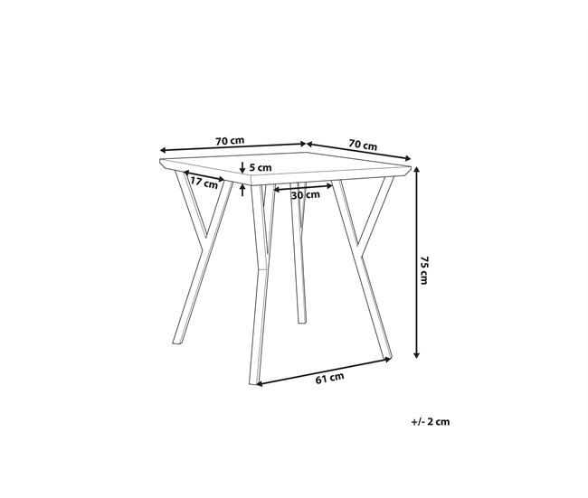 Beliani Mesa de jantar BRAVO 70x70 Castanho