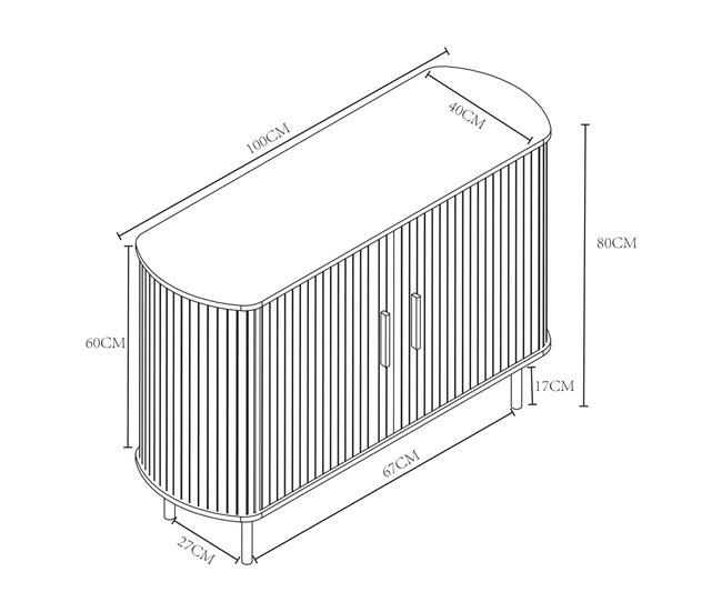 Armário lateral Tvedestrand 2 portas de correr [en.casa] 100 Preto/ Madeira