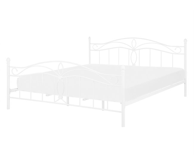 Beliani Cama com estrado Metal ANTLIA 148x209 Branco
