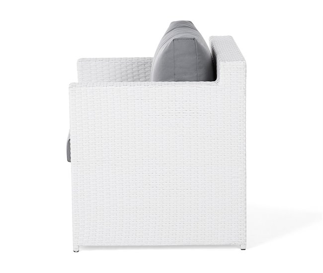 Beliani Conjunto lounge Ratan sintético ROMA Branco