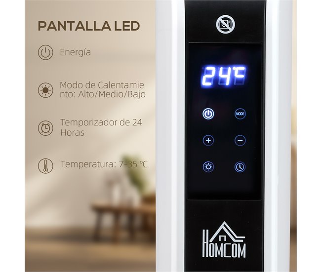 Aquecedor Elétrico Aço, Plástico HOMCOM Branco