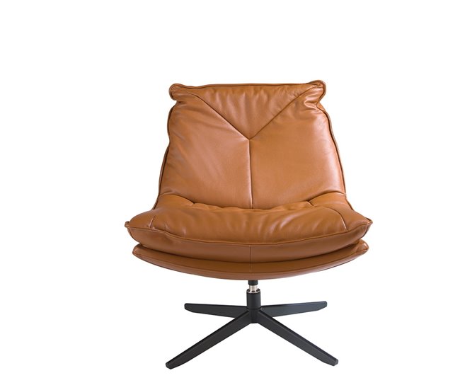 ANGEL CERDA Poltrona giratório em pele castanha Nogal