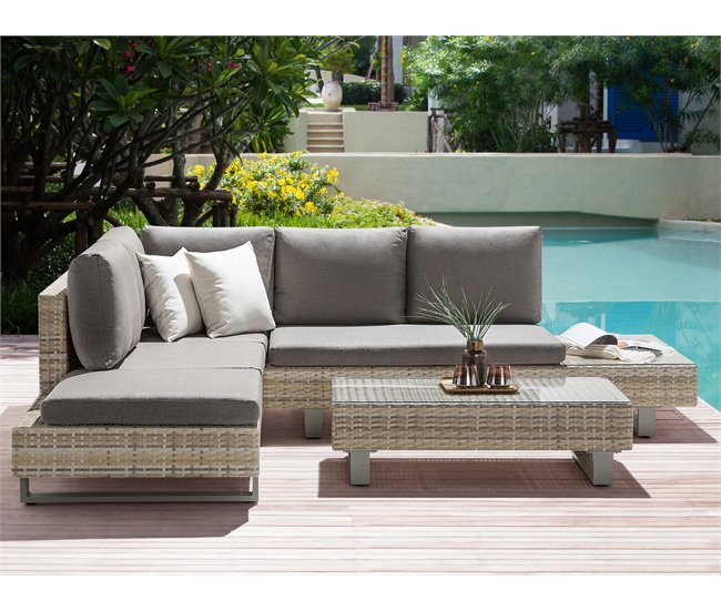 Beliani Conjunto lounge LANCIANO Cinza