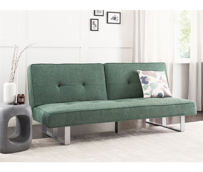 Beliani Sofá-cama Poliéster DUBLIN Verde Escuro