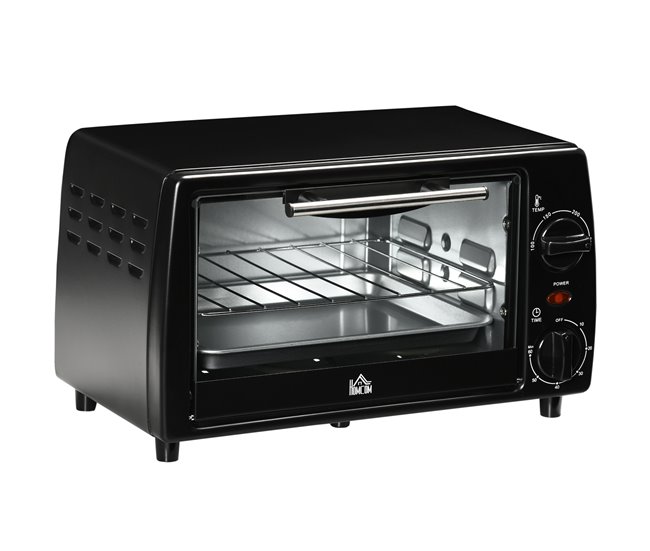Mini Forno Elétrico Metal, Aço Inoxidável e Vidro Temperado Preto