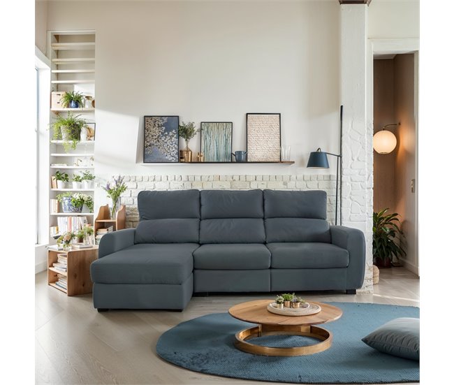Chaise longue convertível em cama tecido APRIL Cinza