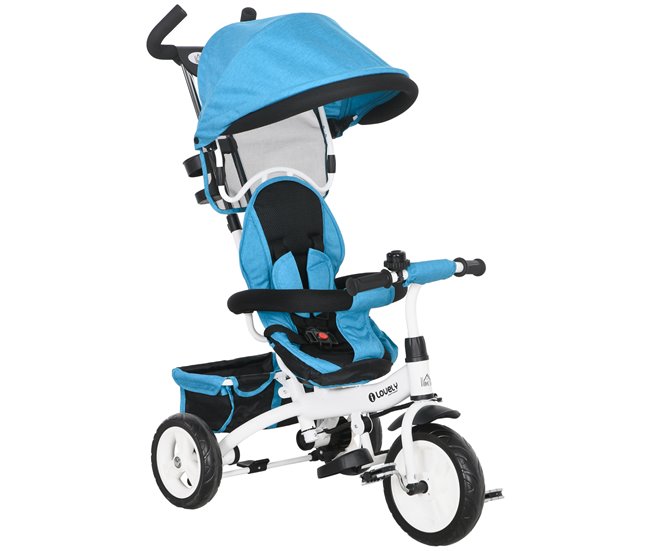 Triciclo para Bebés metal, plástico PP e tecido de poliéster Azul