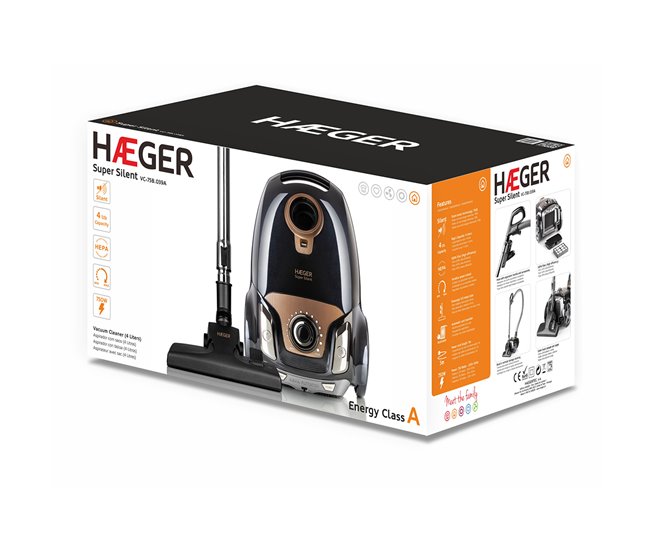 Aspirador com saco HAEGER Super Silent - 750W Preto