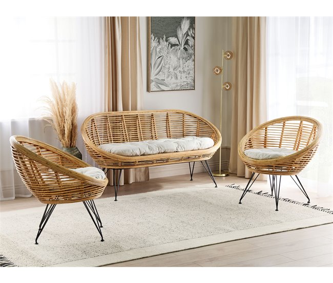 Beliani Conjunto lounge Rattan/vime MARATEA Natural