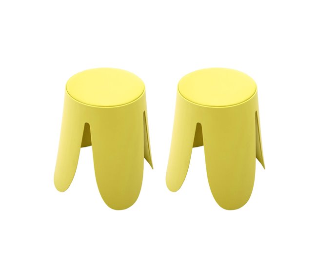 Conjunto de 2 bancos empilháveis, couro sintético, NIKI Amarelo