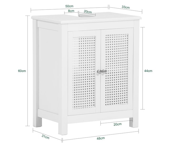 Armário de lavatório com 2 níveis e 2 portas BZR35-W SoBuy Branco