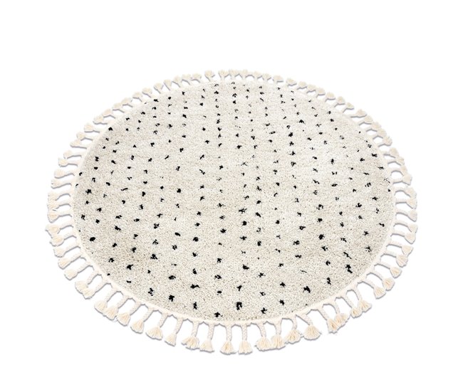 Tapete BERBER SYLA B752 pontos Franjas berbere marroquino shaggy 120x120 Creme