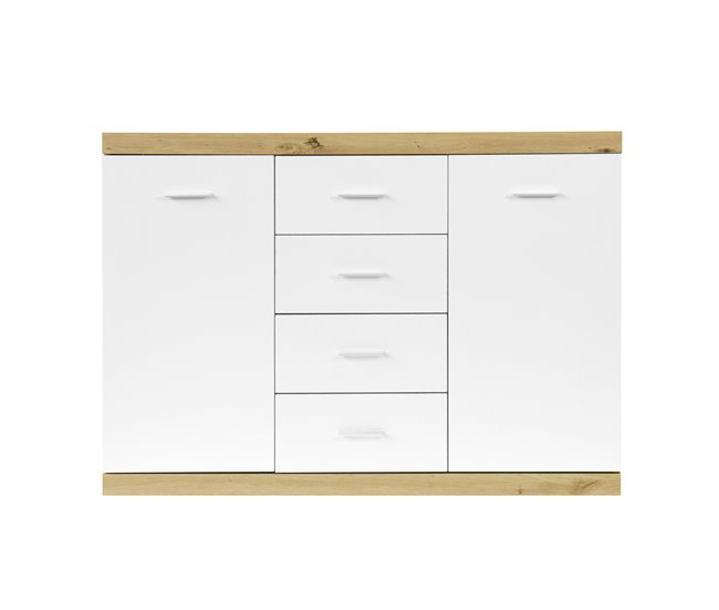 Aparador ERVA 4 gavetas 2 portas branco carvalho Branco/ Madeira