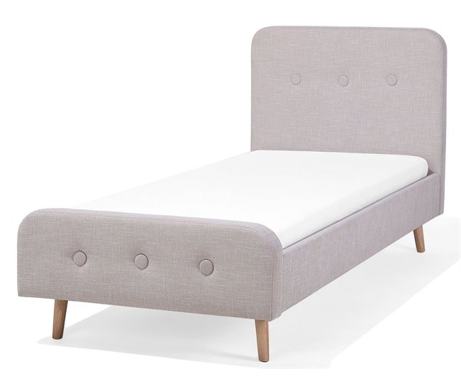 Beliani Cama com estrado Poliéster RENNES 101x220 Bege
