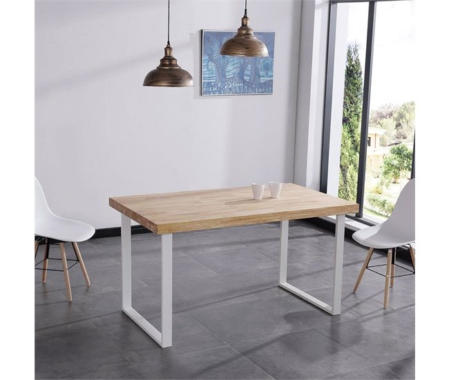 Mesa de jantar Natural 140x80 Branco