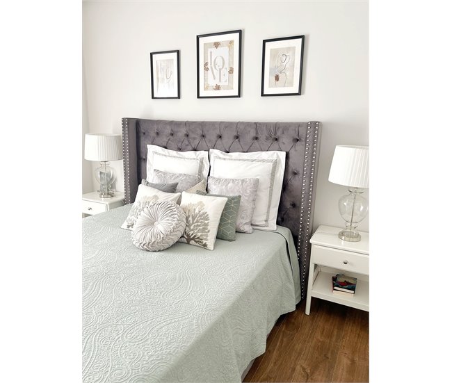 Beliani Cama Terciopelo LUBBON 209x215 Cinza