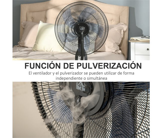 Ventoinha com Nebulizador Metal, AS, ABS e PE HOMCOM Preto