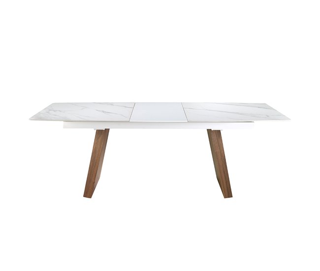 ANGEL CERDA Mesa de jantar extensível barril oval mármore porcelânico e nogueira 230x90 Nogal