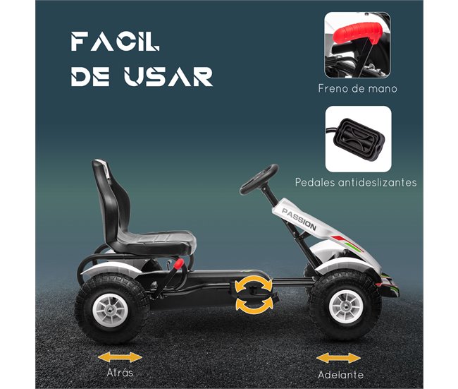 Kart a Pedais PP e Metal HOMCOM Branco