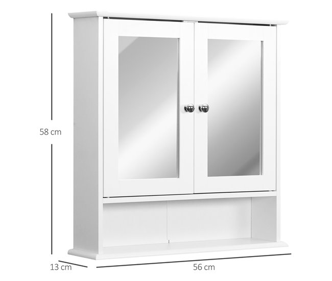 Armário de parede MDF espelho de vidro kleankin 56 Branco