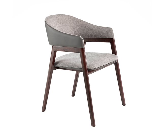 ANGEL CERDA Cadeira de couro ecológico em tecido cinzento e vison escuro Nogal