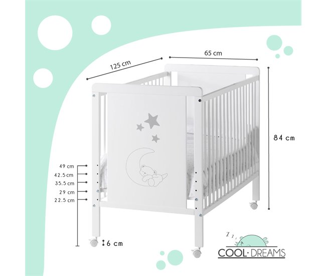 Berço de co-sleeping para gémeos Indi (2 berços) + kit gemelar Branco