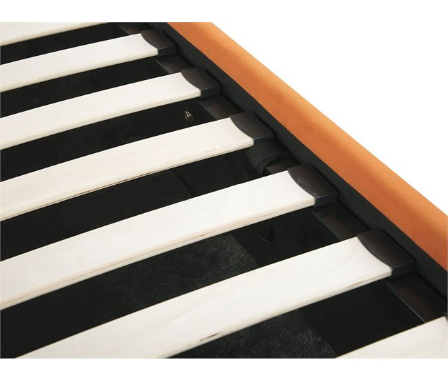 Beliani Cama com armazenamento Veludo ROUEN 168x214 Laranja