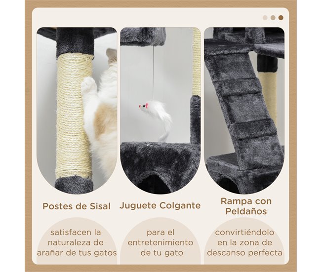 Arranhador para Gatos Aglomerado de Madeira, Pelúcia e Sisal Cinza