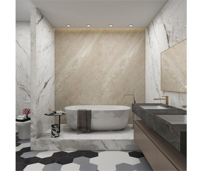 Revestimento de parede Bladel 4 painéis PVC Creme