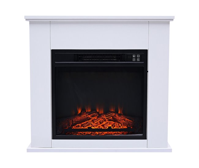 Lareira eléctrica independente de 2kW em aço lacado com controlo Branco